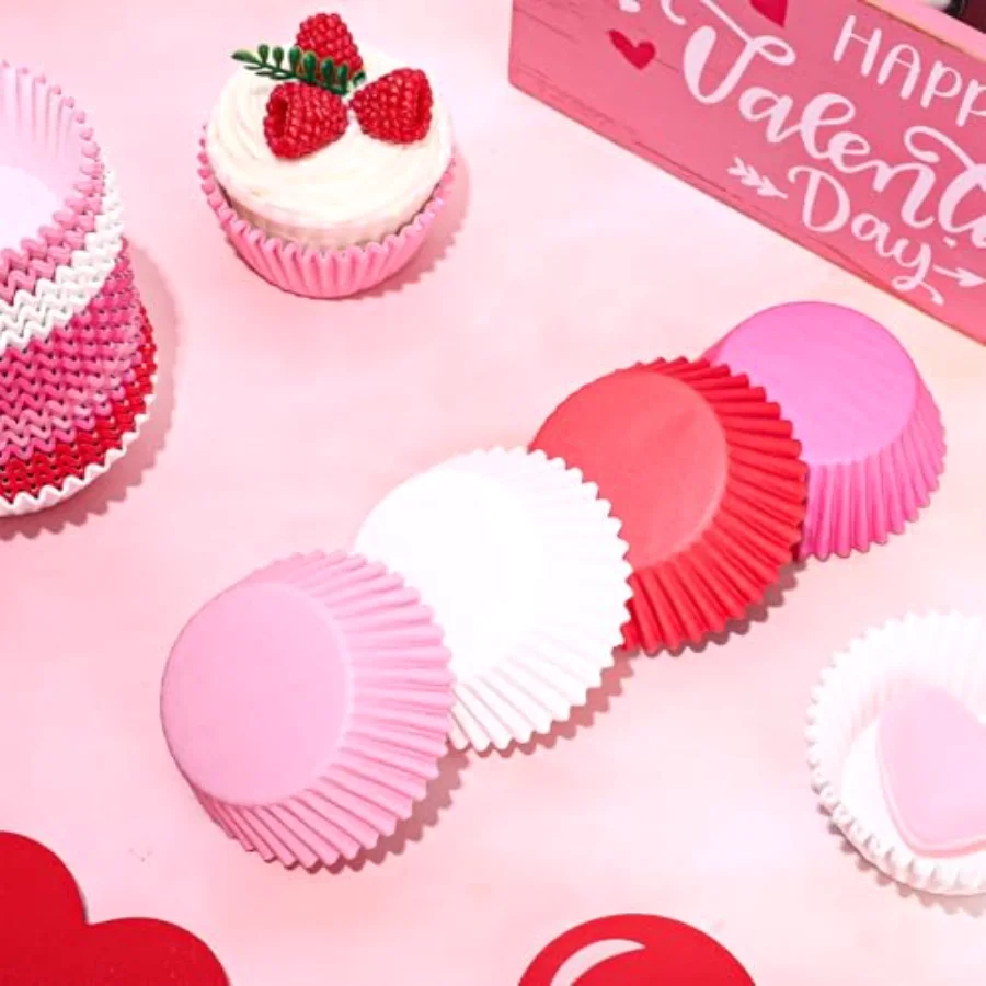 600Pcs Valentine's Day Cupcake Liners Assorted Colors Baking Cup Red Pink, view 4