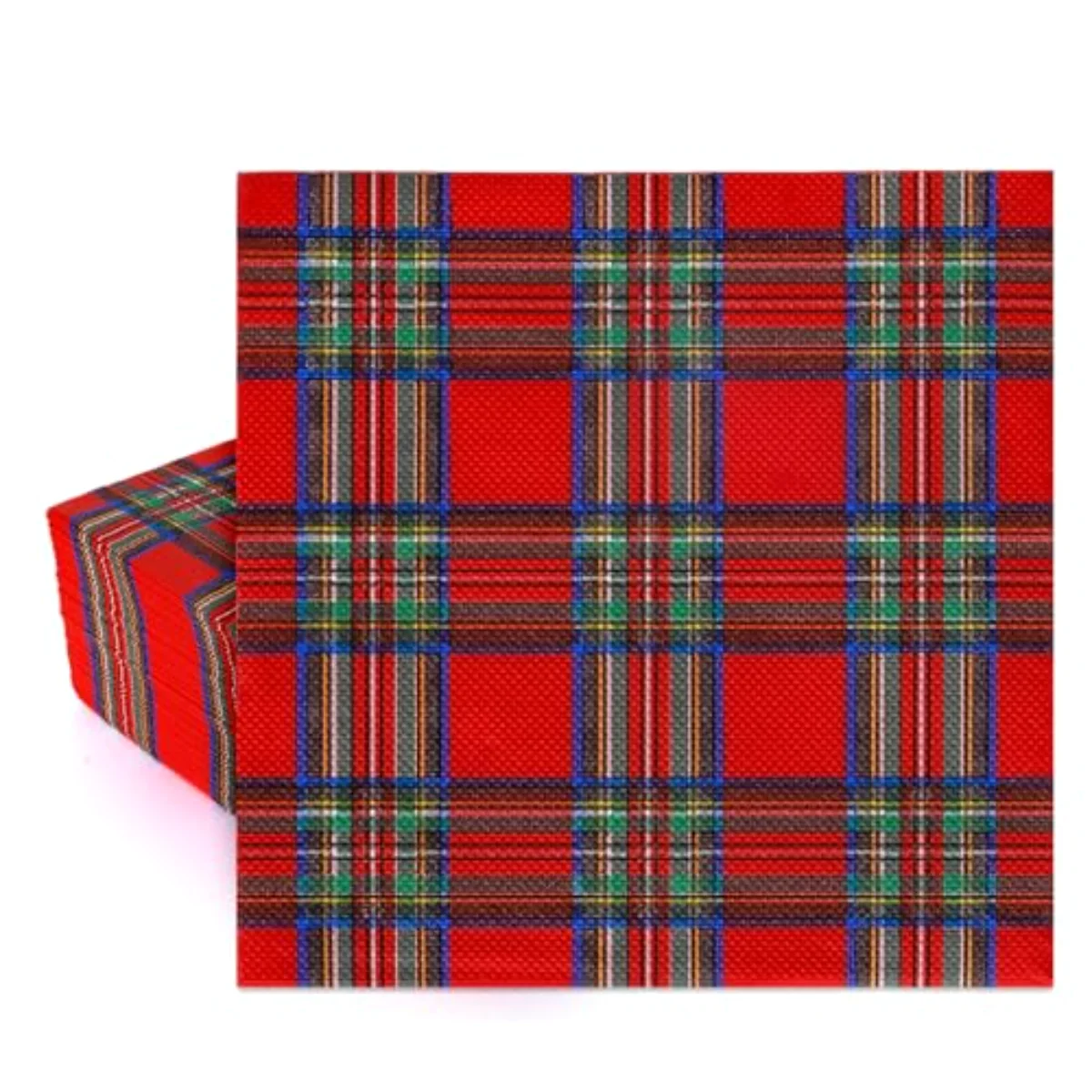 80 Pack Checkered Paper Napkins Red Plaid Disposable Napkins Christmas