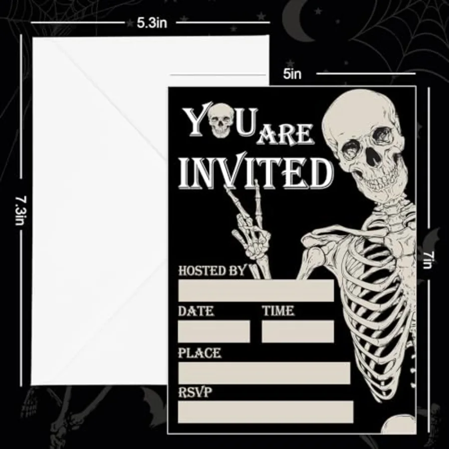 25 Sets Halloween Invitations with Envelopes Stickers Black Dancing, view 2