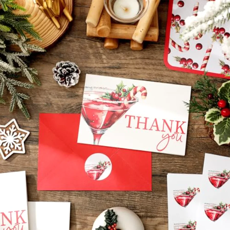 24Pcs Christmas Thank You Cards Blank Note Cards with Envelopes Stickers, view 3