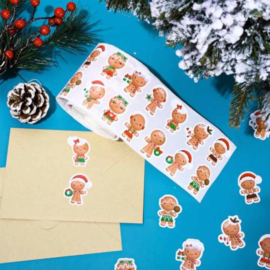 1000Pcs Christmas Gingerbread Man Stickers for Kids 12 Designs Funny, view 3