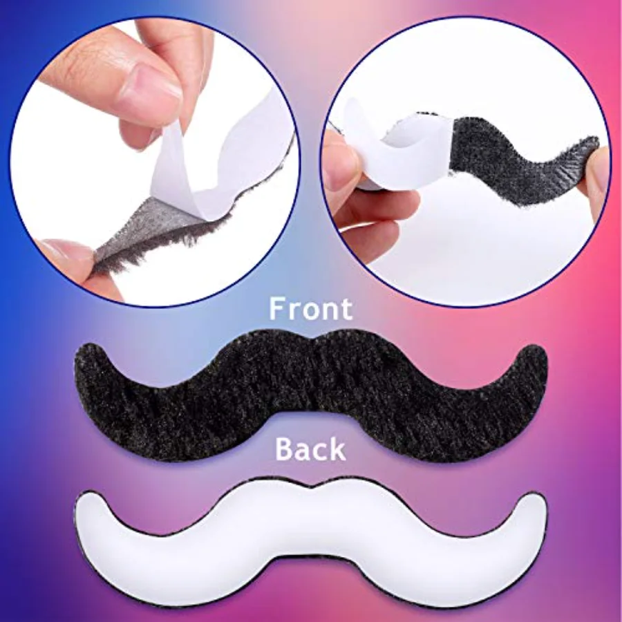 48Pcs Fake Mustaches Self-Adhesive Novelty Mustaches Set Costume Facial, view 3
