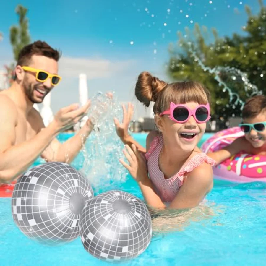 5Pcs Inflatable Disco Beach Ball 24 & 16 Inch Round Pool PVC Balls Disco, view 4