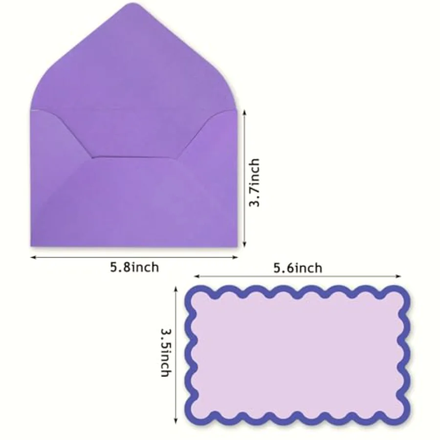 60Pcs Flat Blank Notes with Envelopes Scalloped Stationery Set 4 Colors, view 2