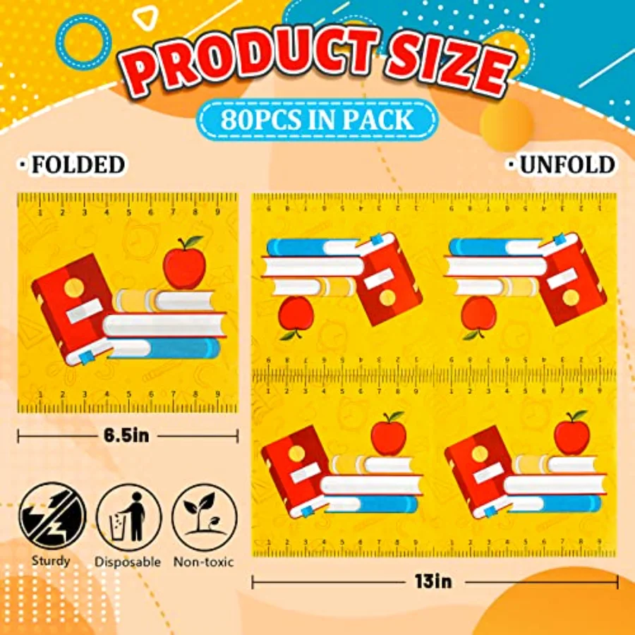 80 Pack Back to School Paper Napkins 6.5 x (97ZY), view 2