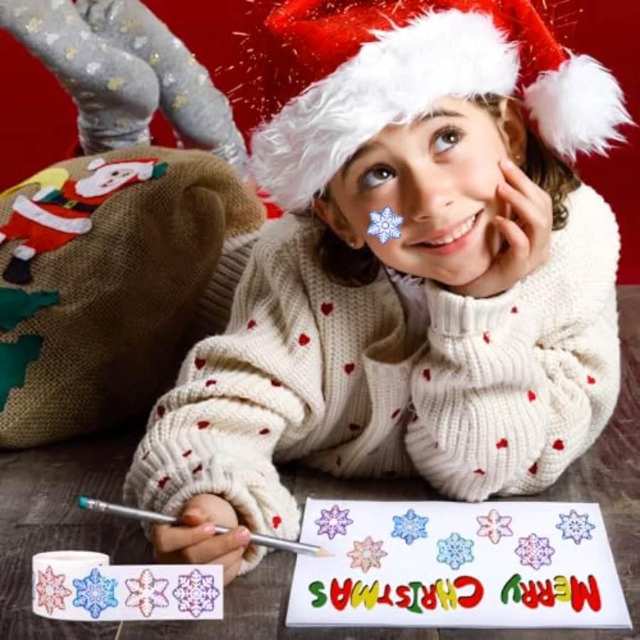 Christmas Winter Stickers Roll Holographic Seal Stickers Blue Purple, view 4
