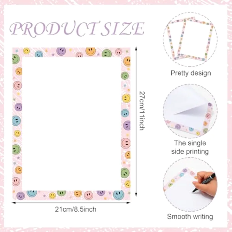 80 Sheets Smile Star Stationery Paper Pastel Teacher Letterhead Letter, view 2