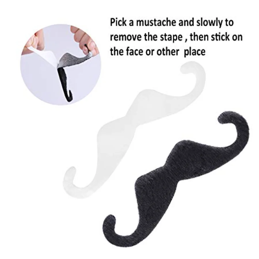 5 Inch Large Self Adhesive Fake Mustaches Novelty Black Mustache for, view 2