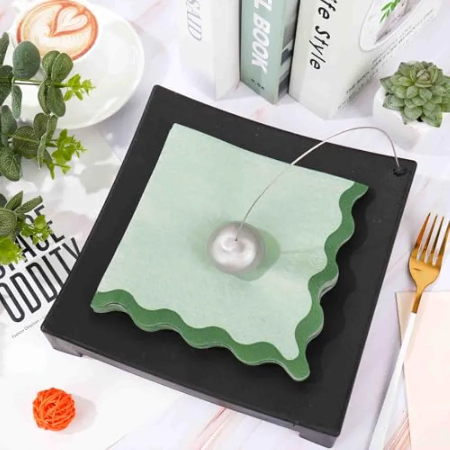 100Pcs Scalloped Paper Luncheon Napkin Disposable Paper Napkins Blue, view 4