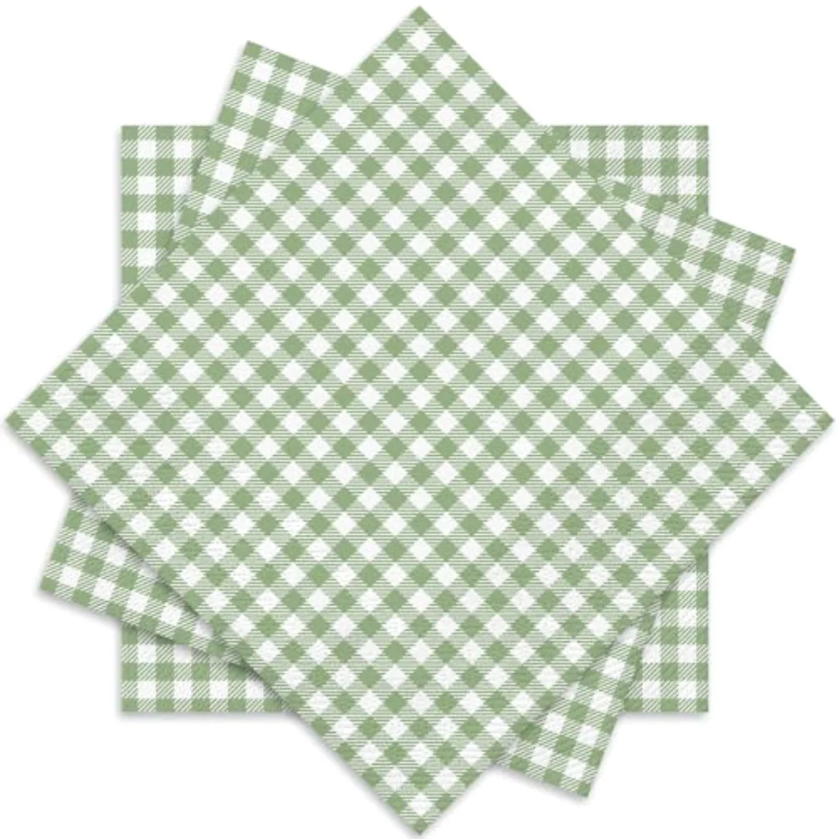 Sage Green Plaid Paper Napkins Checkered Disposable Dinner Napkins