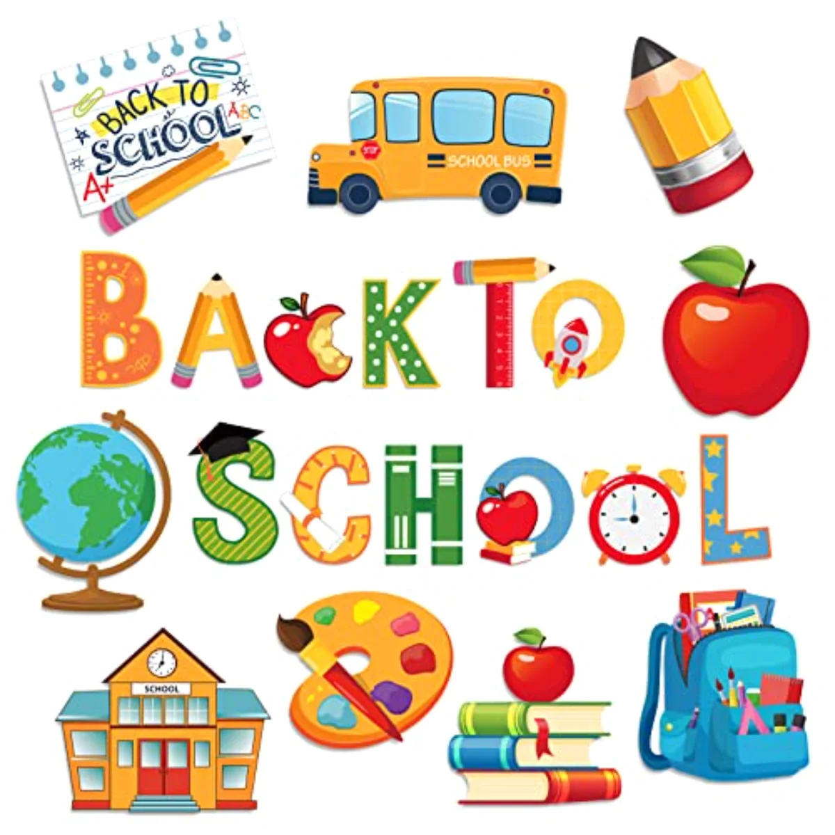 51Pcs Back to School Cutouts Pencil Assorted Designs Bulletin Board