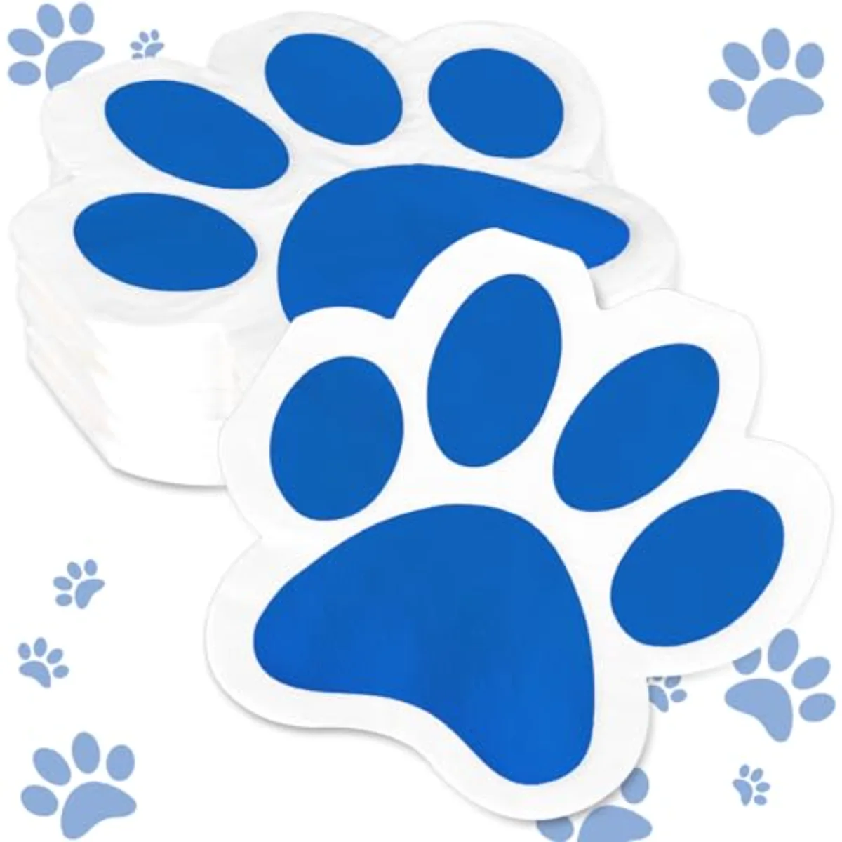 100Pcs Dog Paw Paper Napkin Pet Paw Print Napkin White Blue Cute Luncheon