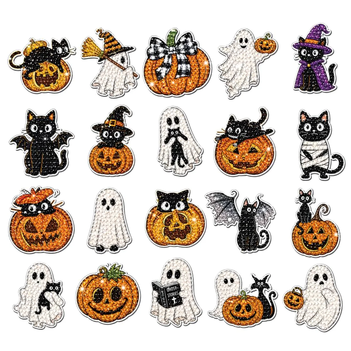 20 Pcs Halloween Diamond Painting Magnets Diamond Art Fridge Magnets Black