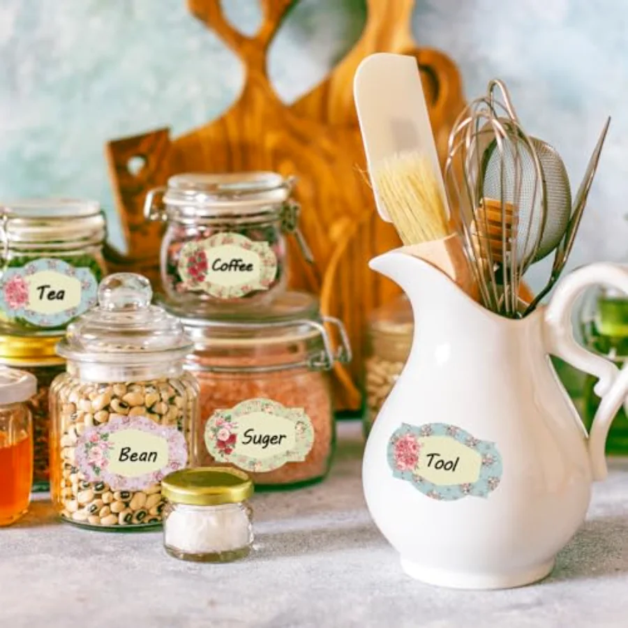 250Pcs Vintage Floral Jar Label Stickers Roll Retro Flower Canning Labels, view 4