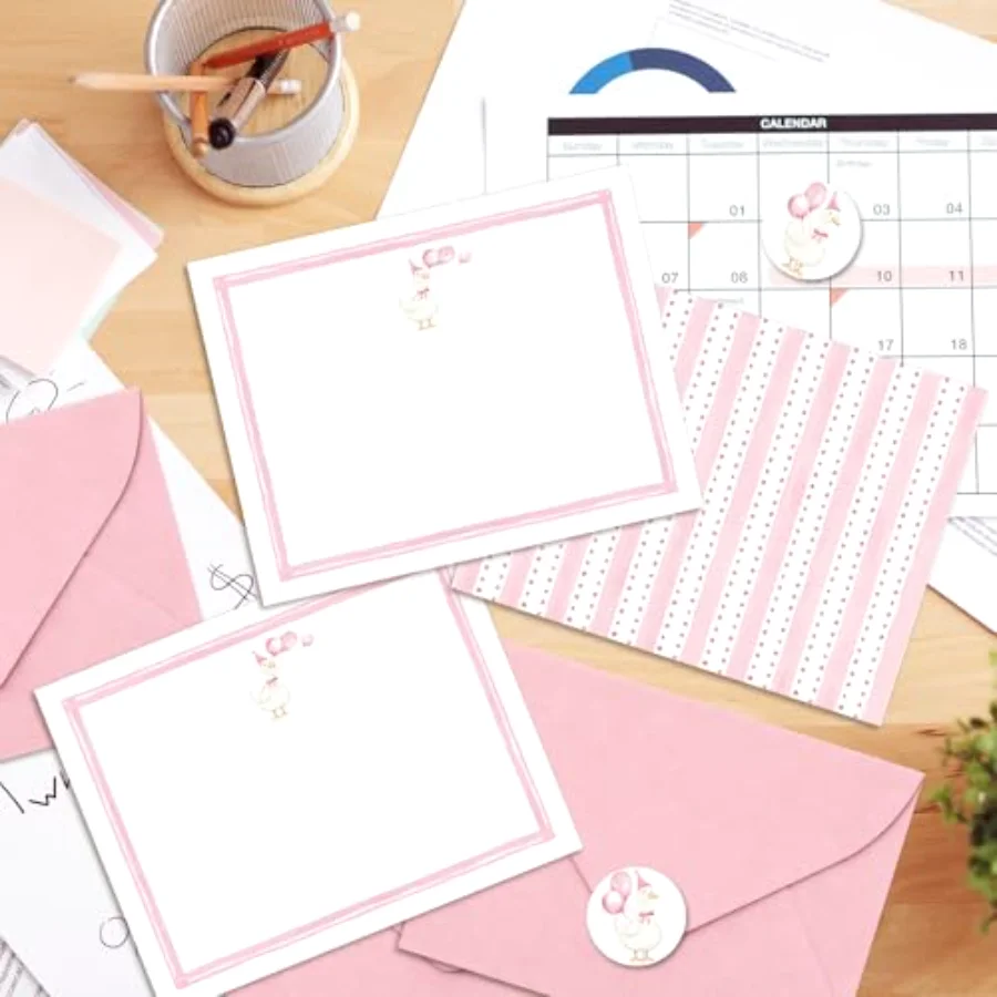 24Pcs Silly Goose Flat Blank Notes with Envelopes Blank Index Cards Pink, view 4