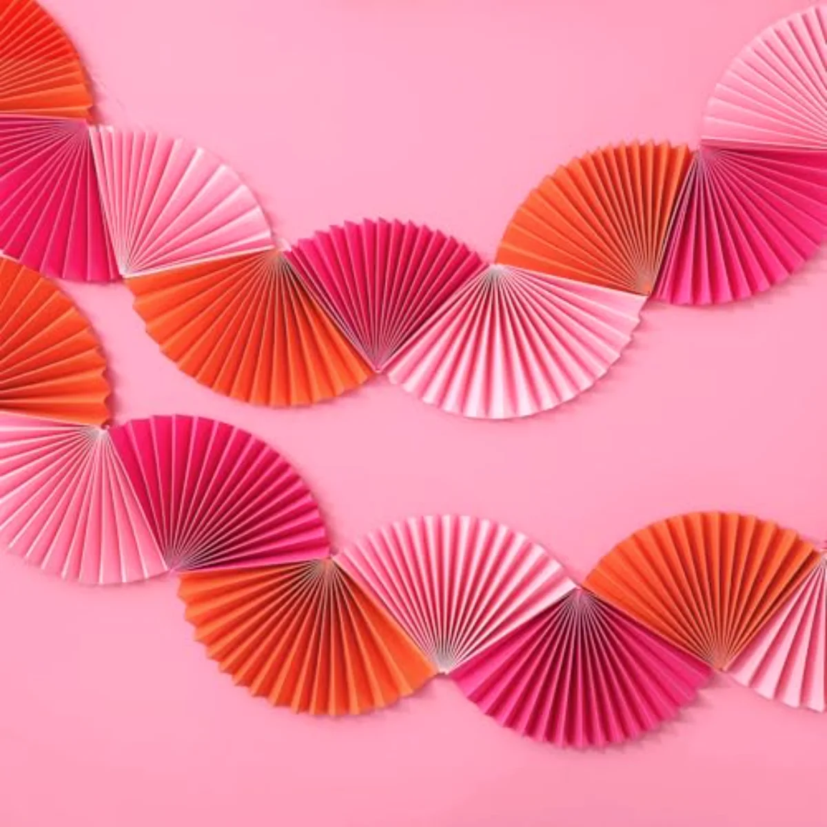 3 Pack Paper Fans Garland 15.7 Ft Rose Red Pink Orange Hanging 3D Ornament