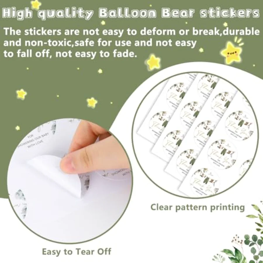200Pcs Baby Shower Clothes Thank You Stickers Mallard Duck Baby Clothes, view 3