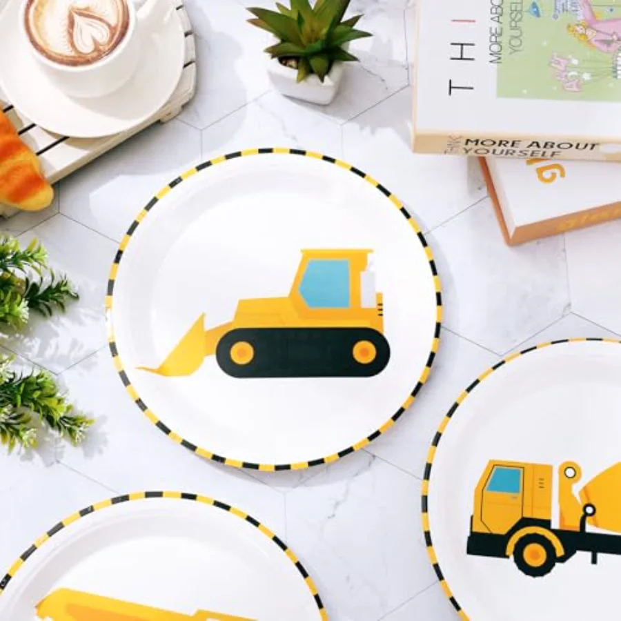 40Pcs Construction Birthday Party Paper Plates Dump Truck Disposable, view 4
