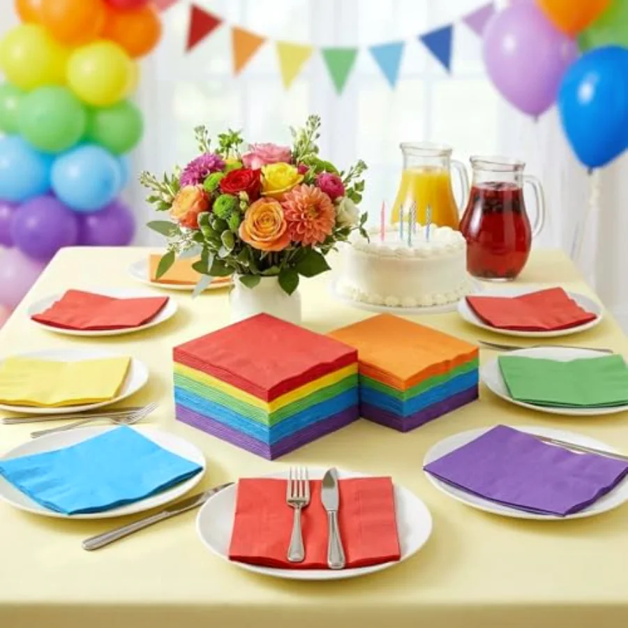 120 Pieces Multicolor Cocktail Paper Napkins, view 3