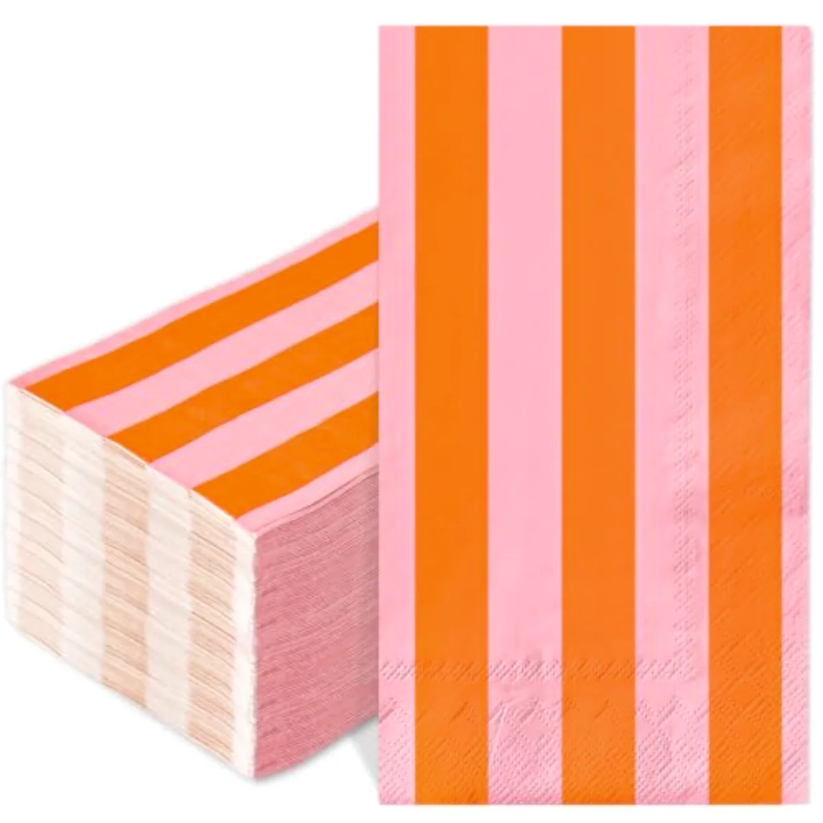40Pcs Stripe Guest Napkins, Pink Orange Cabana Striped