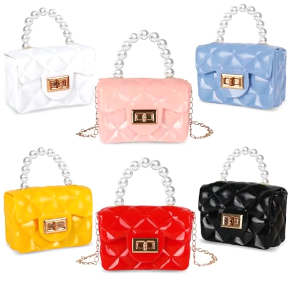 6 Pcs Mini Purse Small PVC Jelly Crossbody Bag Cute Toddler Princess