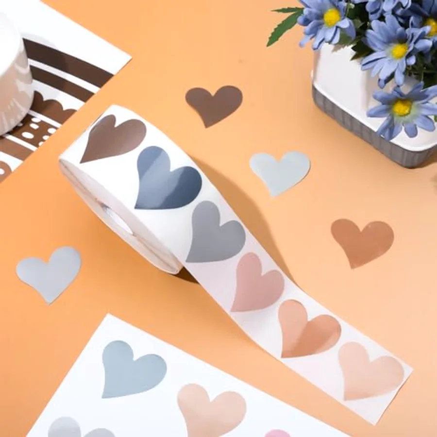 1000Pcs Boho Heart Stickers Back to School Self Adhesive Stickers Roll 1.5, view 3