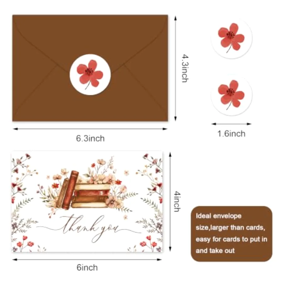 24 Pack Storybook Thank You Cards with Envelopes Stickers, view 2