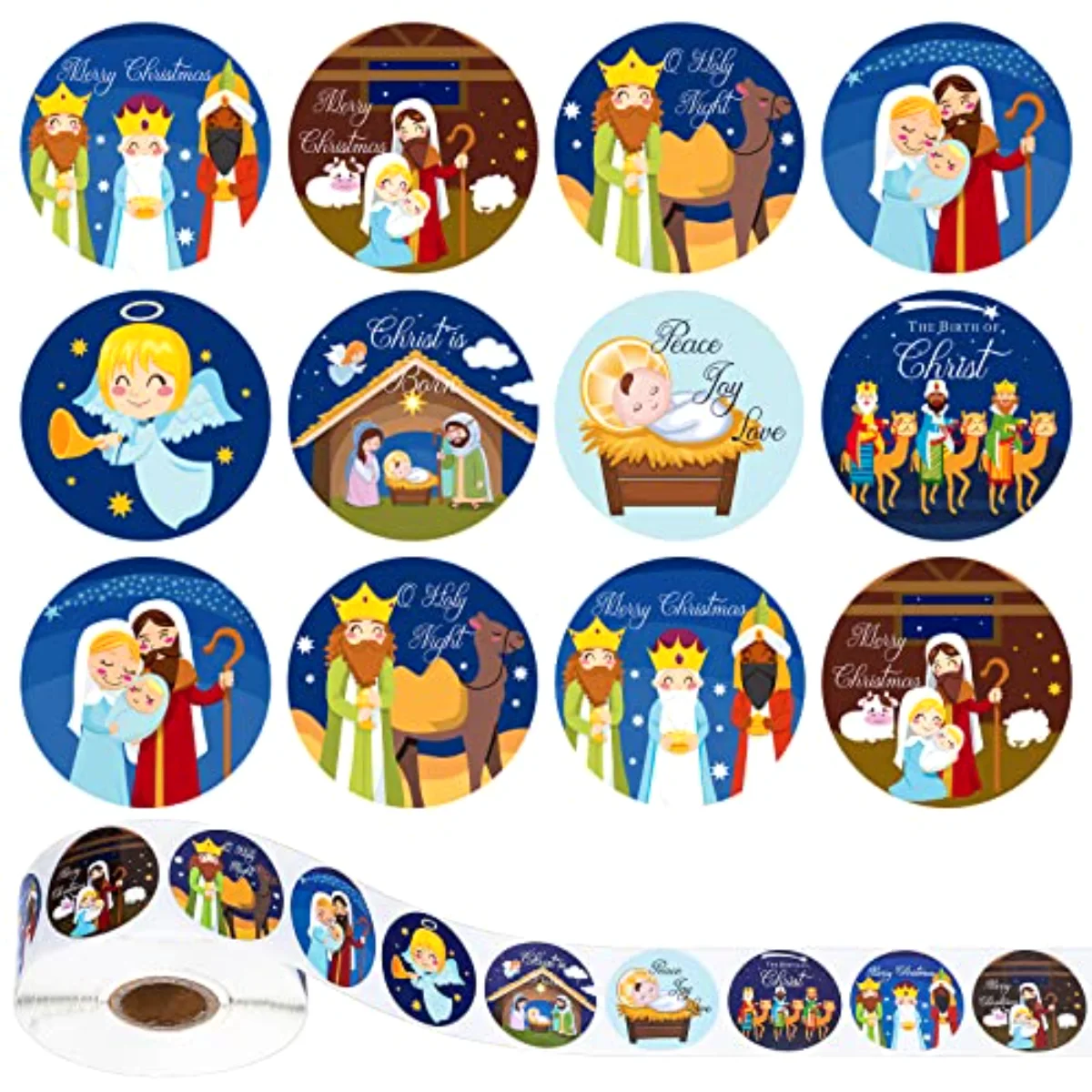 1000Pcs Christmas Stickers 1.5Inch Jesus Sticker Nativity Round Stickers