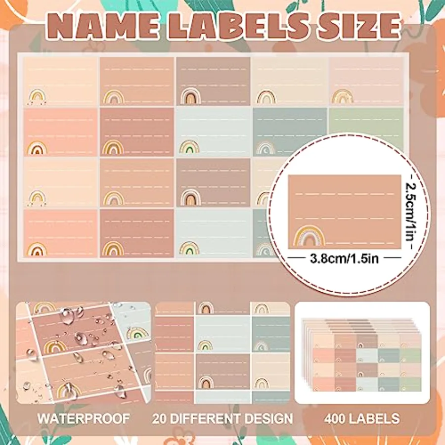 400Pcs Back to School Name Tag Stickers Baby Bottle Labels for Daycare, view 2