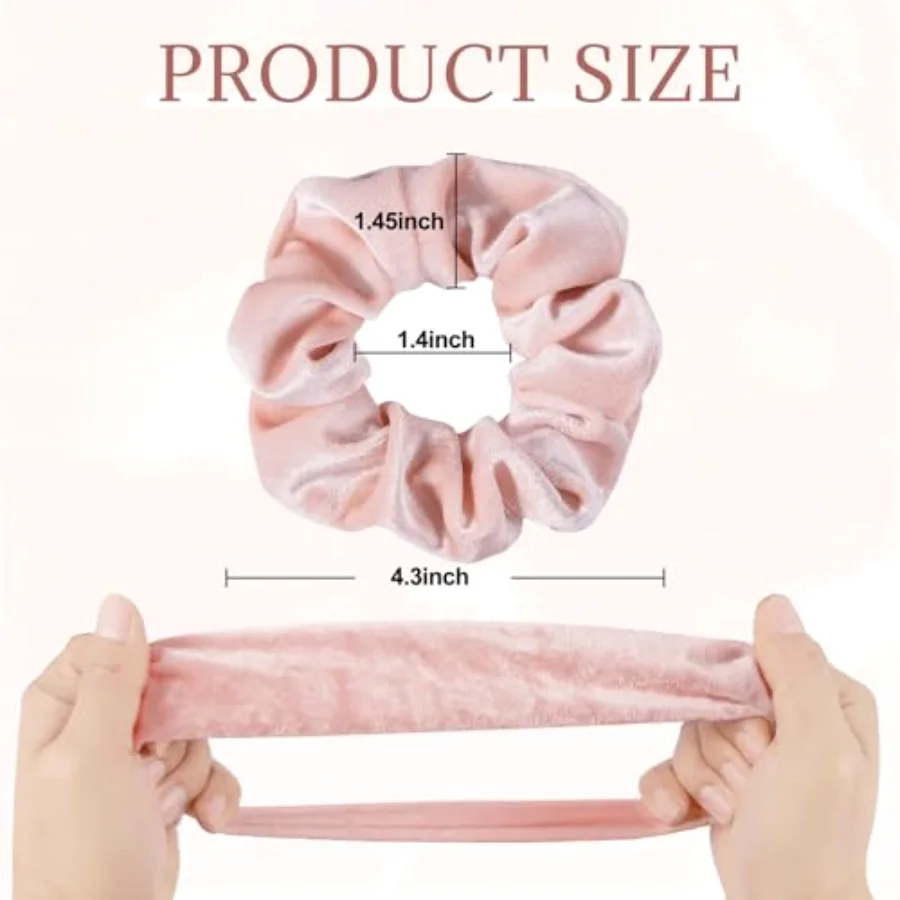 12Pcs Blush Theme Scrunchies Velvet Elastics for Women Pink Bobbles Soft, view 2