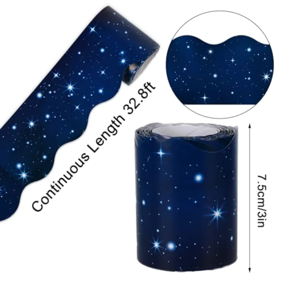 Galaxy Bulletin Board Borders Space Border Trim Blue Starry Night Sky, view 2