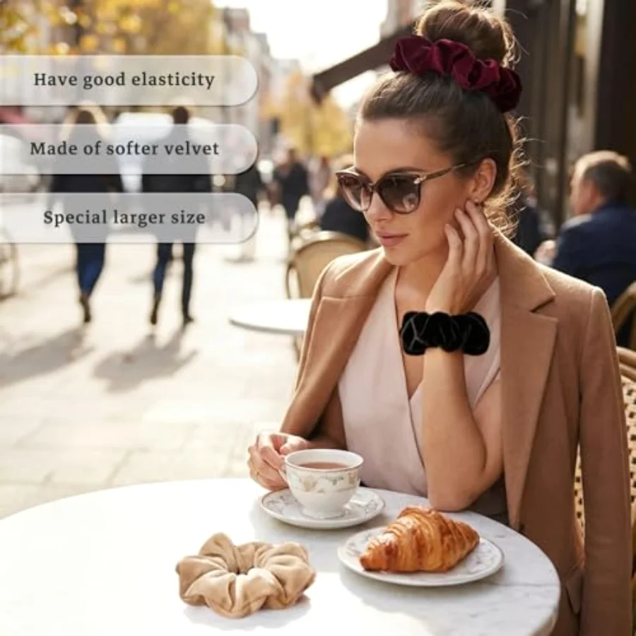 6 Pcs Big Hair Scrunchies Velvet Elastics Large Hair Bobble Scrunchy Hairs, view 4