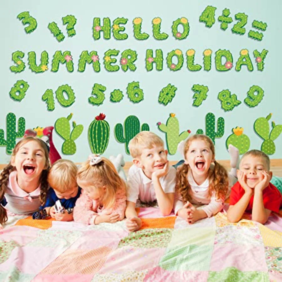 110Pcs Cactus Classroom Decor Cactus Letter Alphabet Number Symbol, view 4