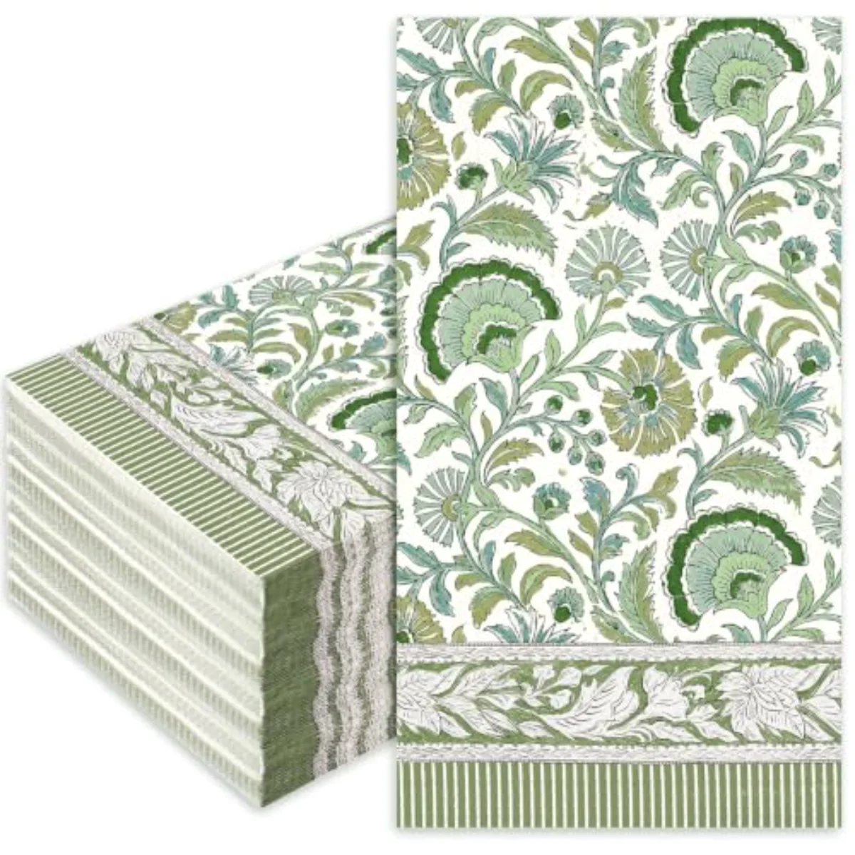 50 Pcs Green Floral Guest Paper Napkins