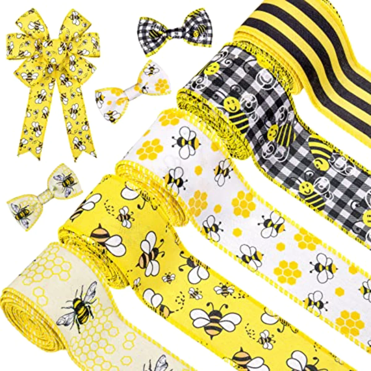 Bee Wired Edge Ribbon 30 Yards 2 Inch World Bee Day Fabric Ribbons 5