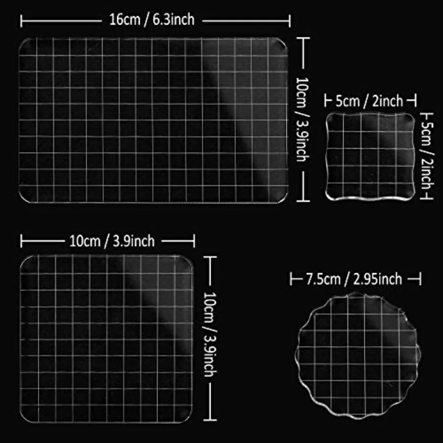 Large Acrylic Stamp Block Clear Stamping Tools Set with Grid Lines for Art, view 2