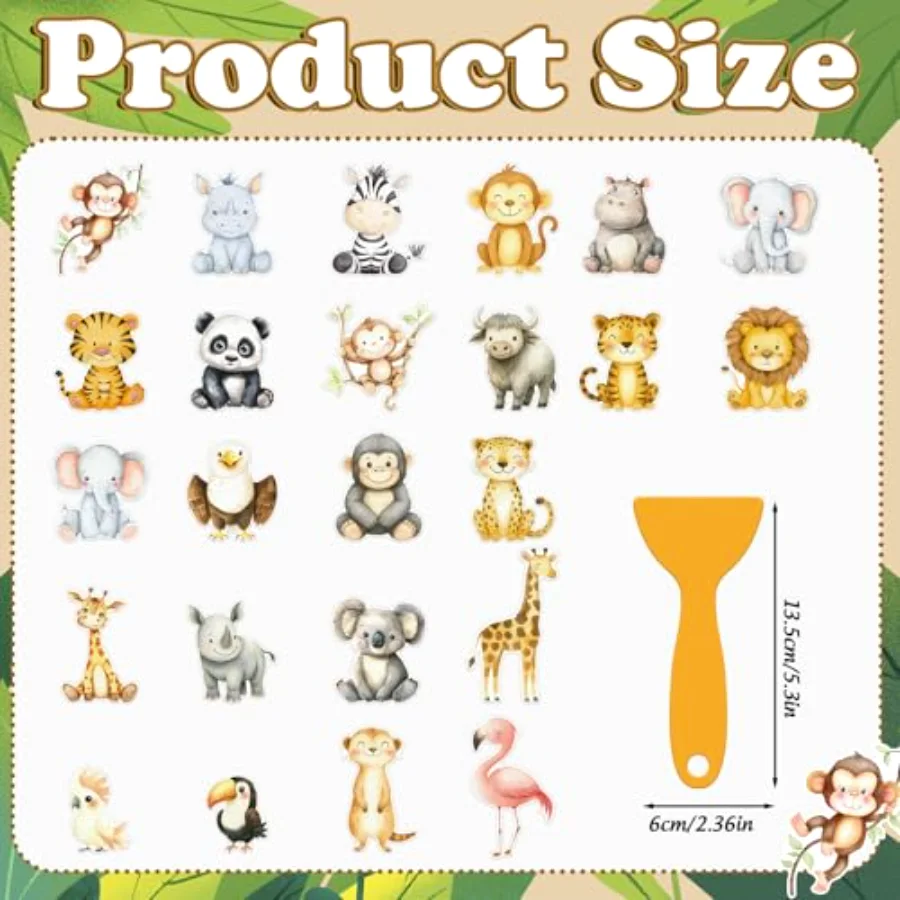 24Pcs Woodland Animal Bathroom Non Slip Stickers Waterproof Anti Slip, view 2