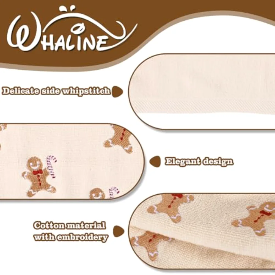 3 Pcs Christmas Hand Towels Xmas Gingerbread Man Bath Towel Embroidered, view 3
