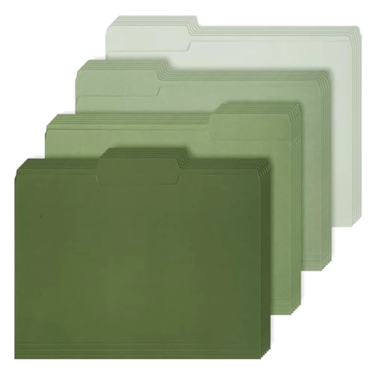 24 Pack Sage Green File Folders Letter Size 1/3 Cut Tab Gradient Green