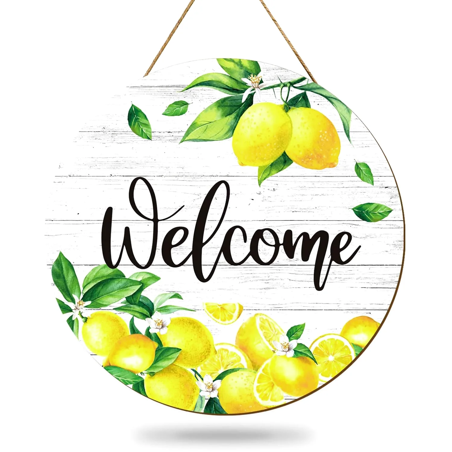 Lemon Welcome Door Sign Summer Lemon Wooden Hanging Sign Farmhouse Rustic