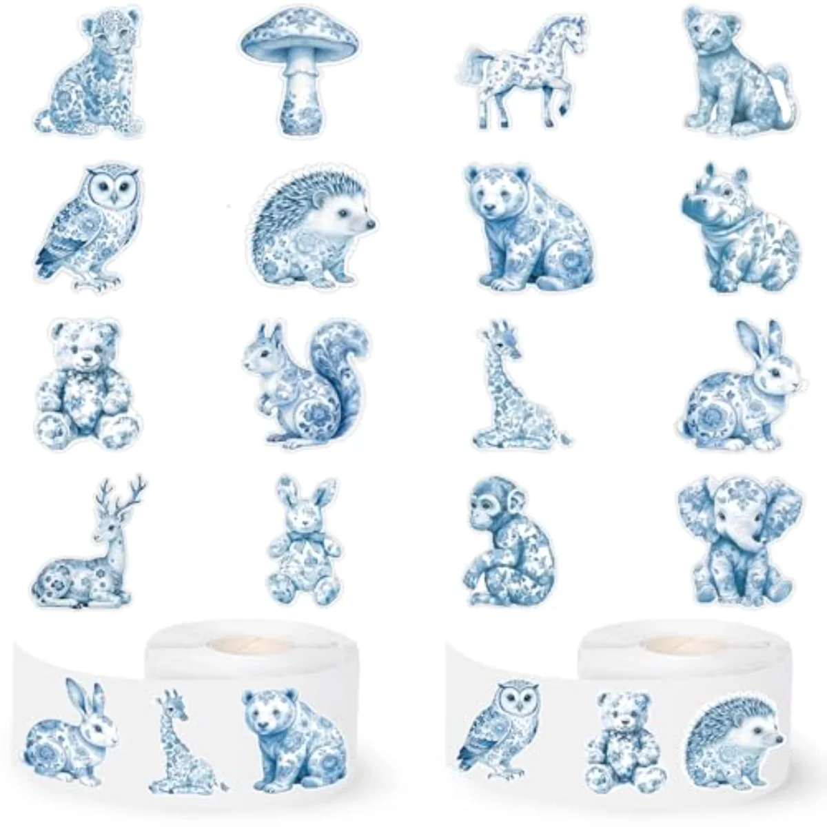 1000Pcs Wild Animal Sticker Roll Chinoiserie Wildlife Decals 16 Design