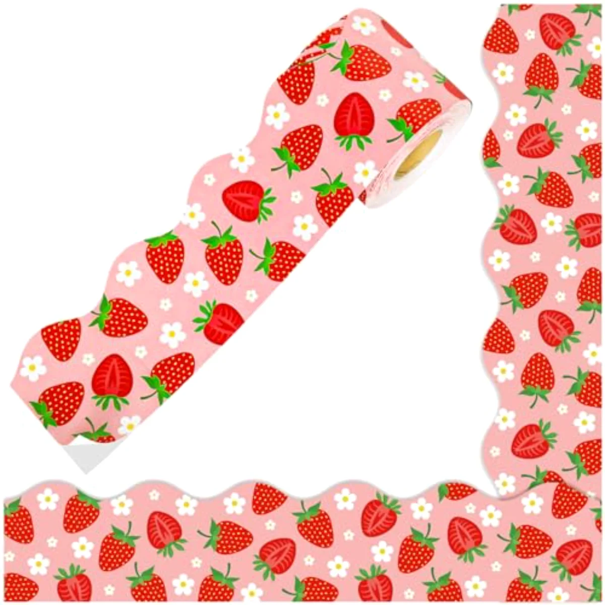 66Ft Strawberry Bulletin Board Borders Back to School Self-Adhesive Fruit