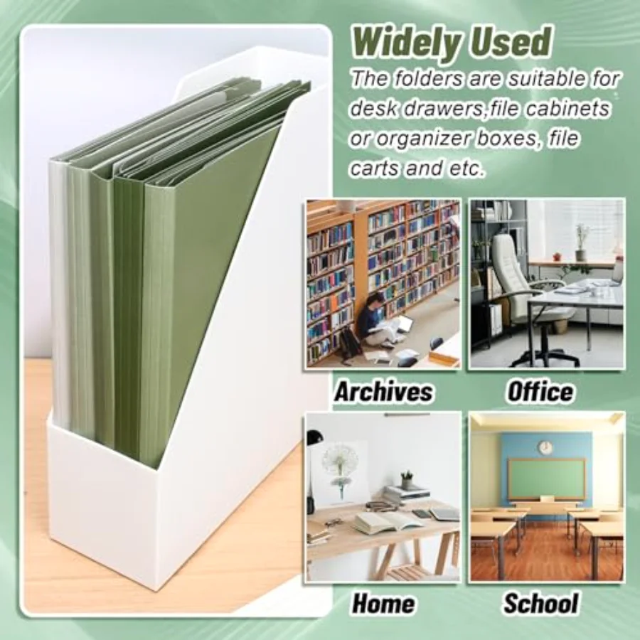 24 Pack Sage Green File Folders Letter Size 1/3 Cut Tab Gradient Green, view 4