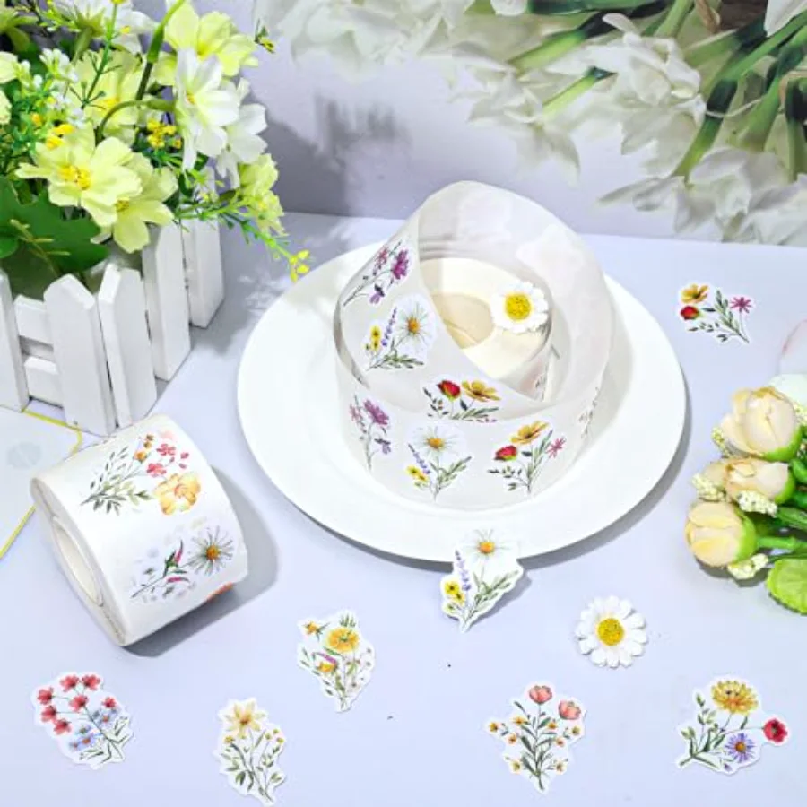 1000Pcs Wildflower Stickers Colorful Floral Paper Decals Flower Bouquet, view 3