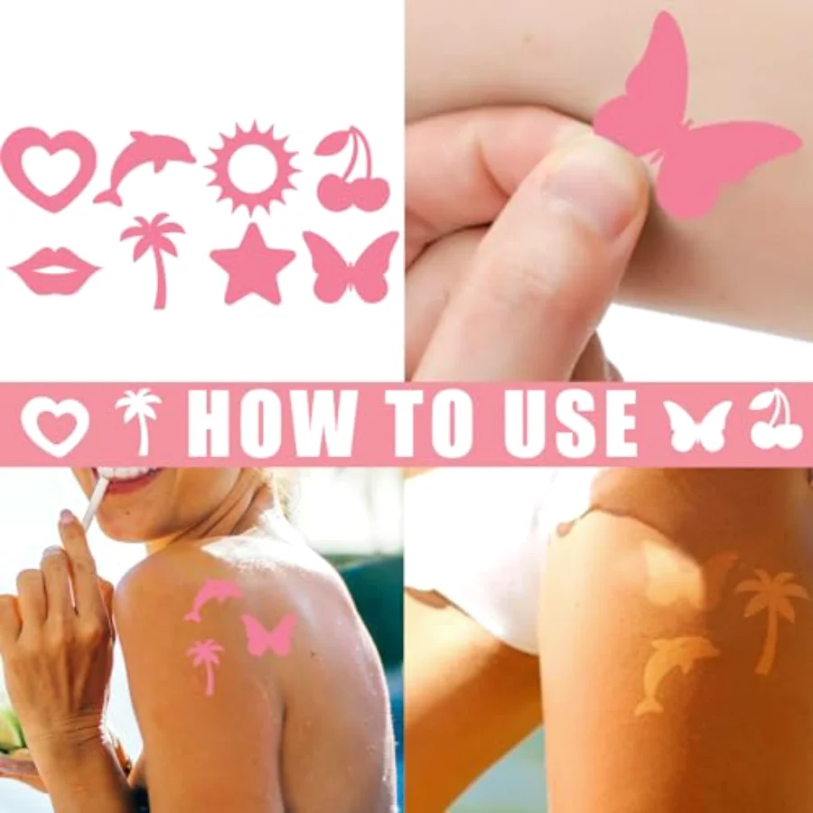 240 Pcs Summer Tanning Sunbathing Stickers Heart Dolphin Sun Cherry Lip, view 3