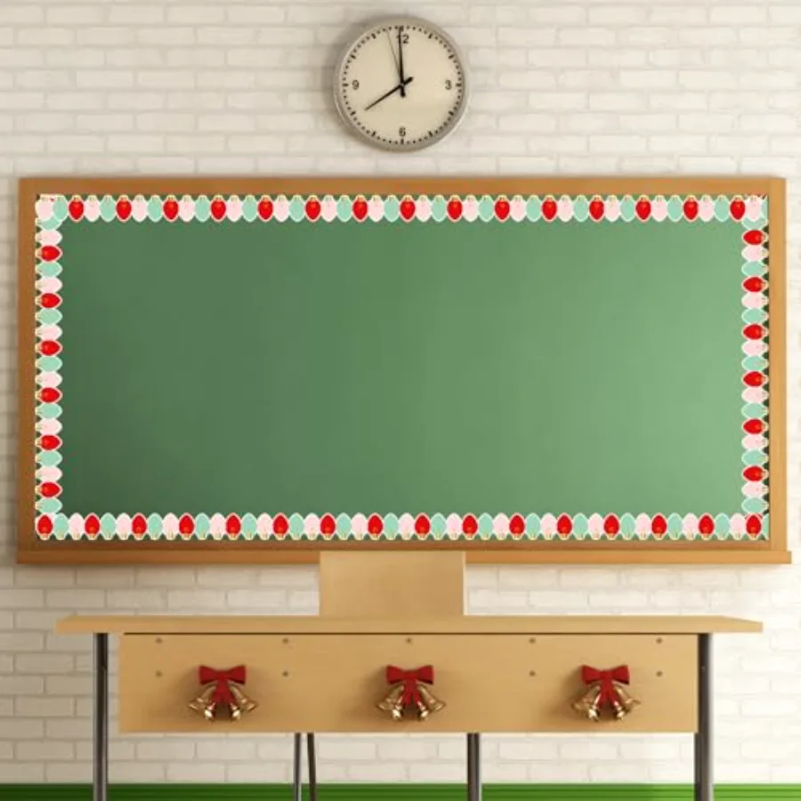 32.8Ft Christmas Bulletin Board Border Red Pink Green Xmas Light Die Cut, view 4