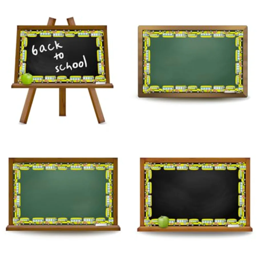 32.8 Ft School Bus Bulletin Board Borders Yellow Cartoon Bus Die-Cut, view 3