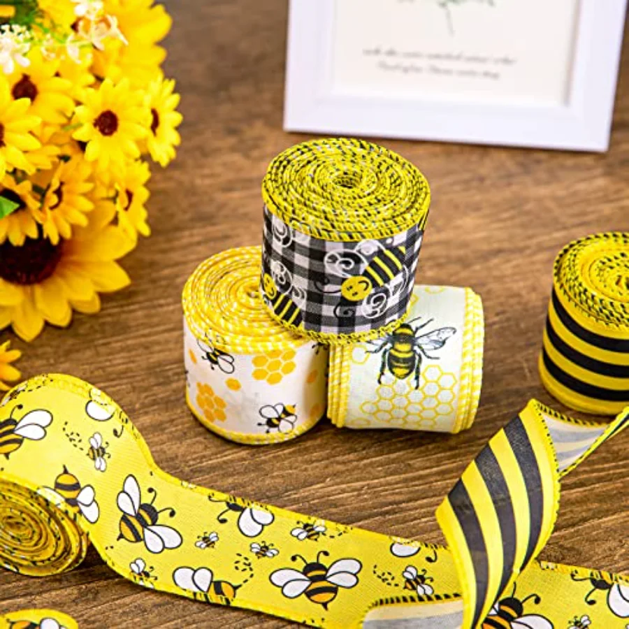 Bee Wired Edge Ribbon 30 Yards 2 Inch World Bee Day Fabric Ribbons 5, view 4