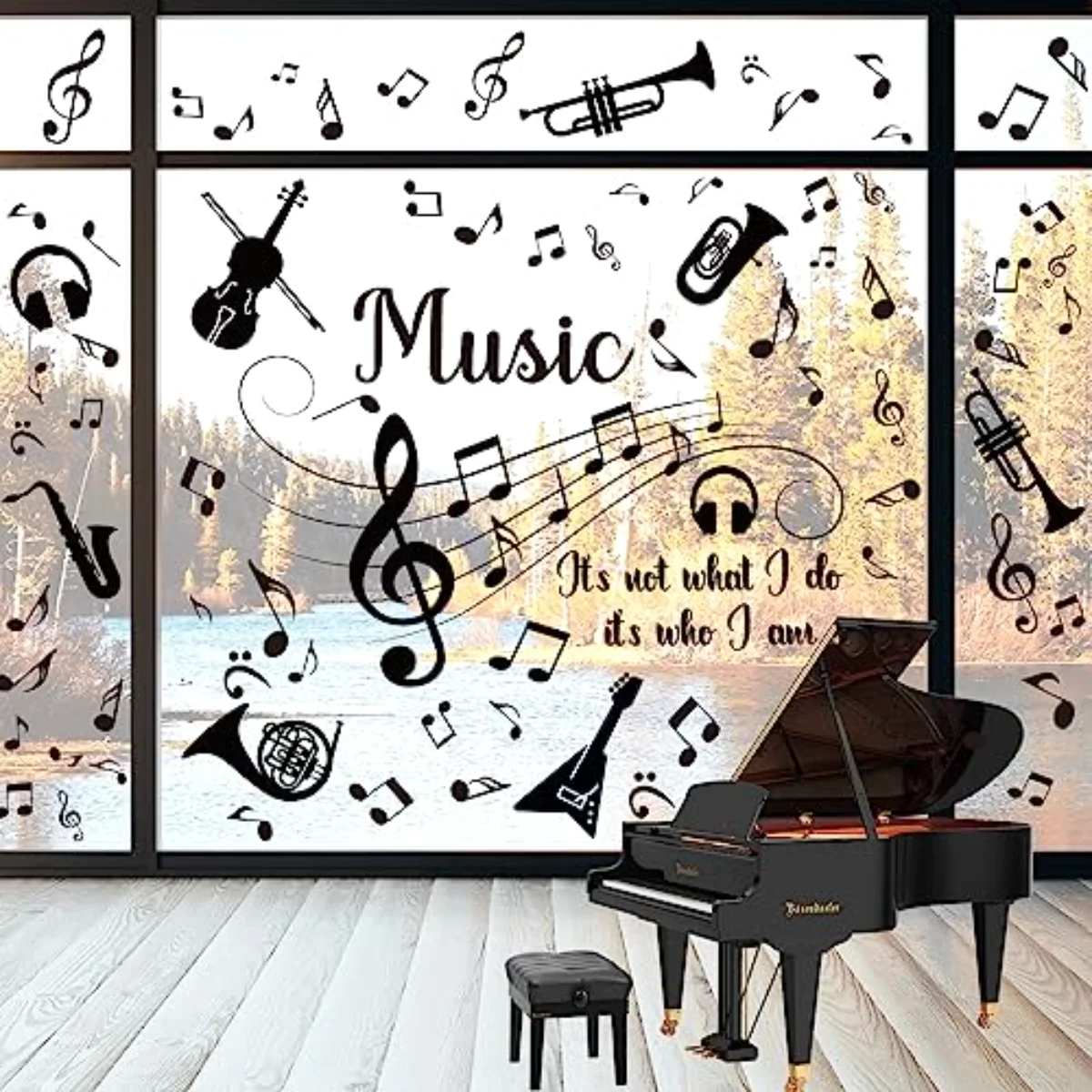 9 Sheets Musical Notes Window Clings Musical Note Sayings Window Decals