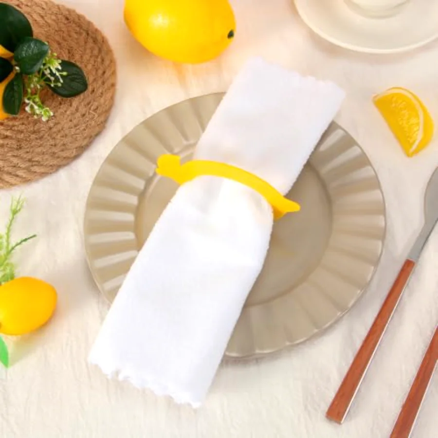 24 pcs Etrog Napkin Ring Sukkot Napkin Holder Yellow Acrylic Dinner Table, view 3